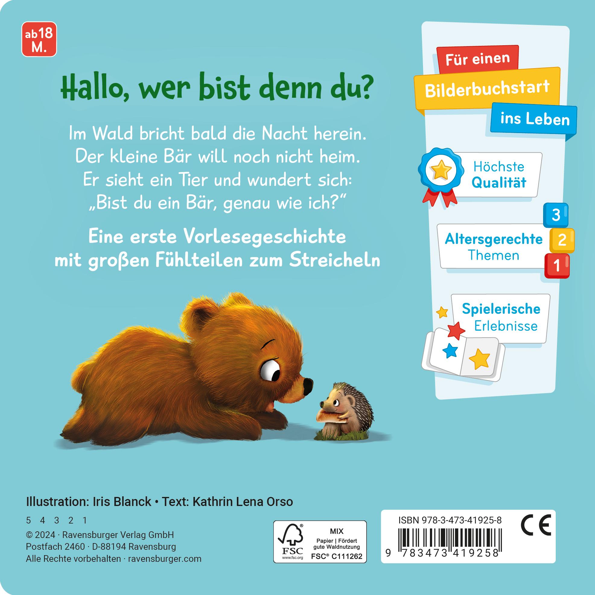 Rückseite: 9783473419258 | Mein erstes Vorlese-Fühlbuch: Bist du ein Bär? | Kathrin Lena Orso