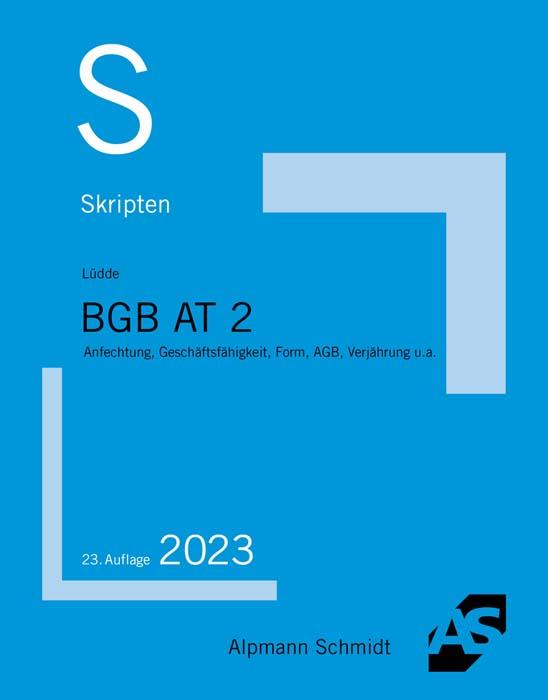 Cover: 9783867528771 | Skript BGB AT 2 | Jan Stefan Lüdde | Taschenbuch | 178 S. | Deutsch