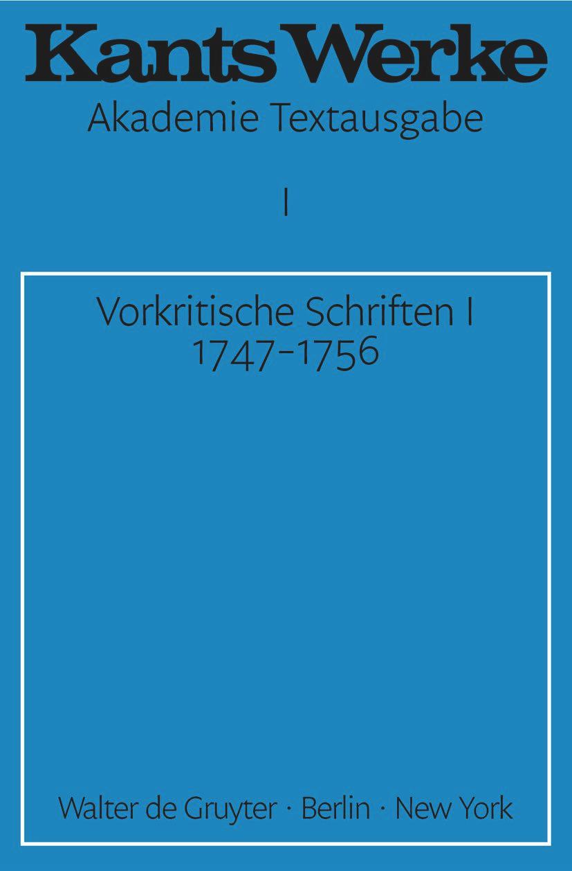 Cover: 9783110037111 | Vorkritische Schriften I 1747-1756 | Immanuel Kant | Taschenbuch | XXI