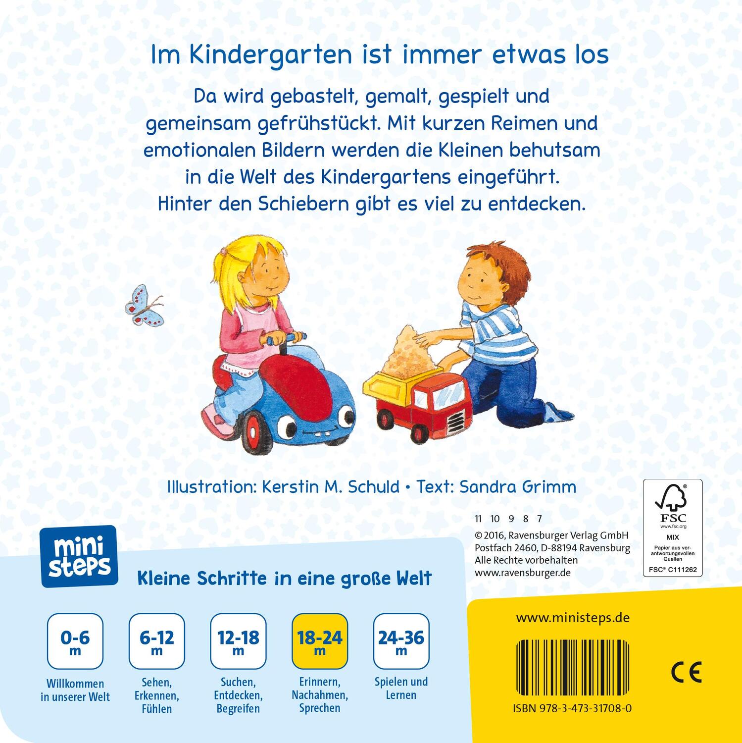 Rückseite: 9783473317080 | ministeps: Was passiert im Kindergarten? | Ab 18 Monaten | Grimm