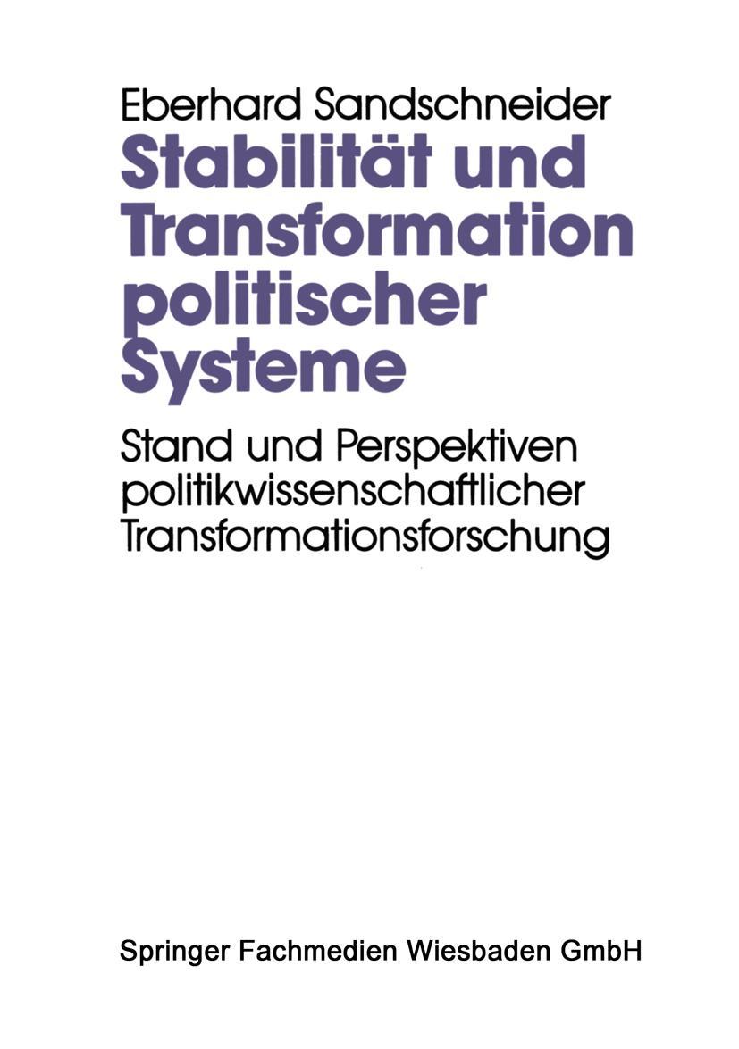 Cover: 9783810012364 | Stabilität und Transformation politischer Systeme | Sandschneider