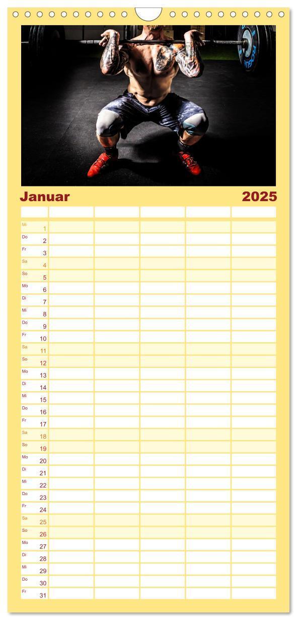 Bild: 9783457099902 | Familienplaner 2025 - Kraftsport mit 5 Spalten (Wandkalender, 21 x...