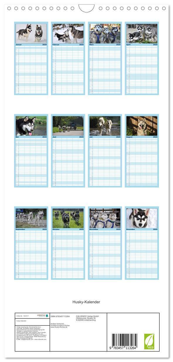 Bild: 9783457113264 | Familienplaner 2025 - Husky-Kalender mit 5 Spalten (Wandkalender,...