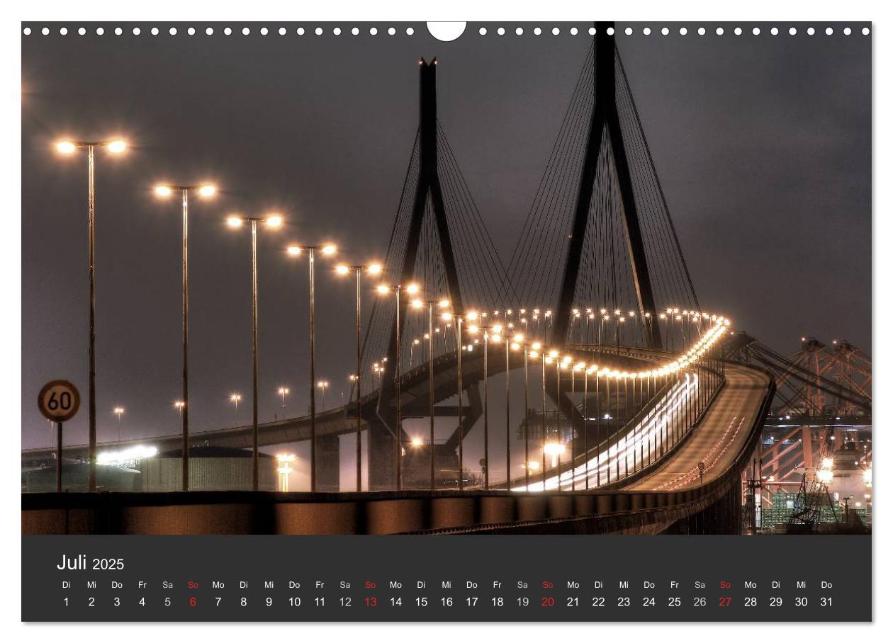 Bild: 9783435762460 | Hamburger Hafen bei Nacht (Wandkalender 2025 DIN A3 quer), CALVENDO...