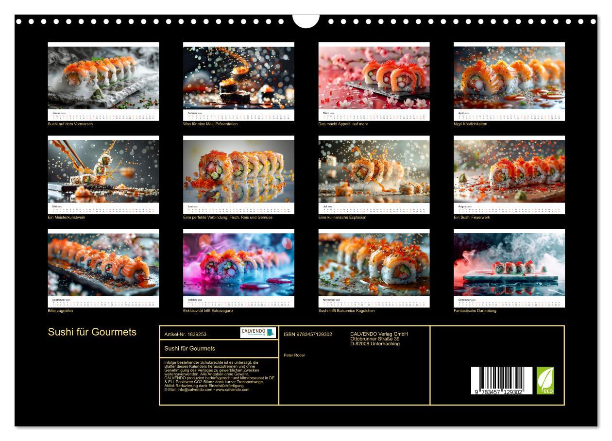 Bild: 9783457129302 | Sushi für Gourmets (Wandkalender 2025 DIN A3 quer), CALVENDO...