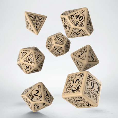 Cover: 5907699491124 | Steampunk Beige &amp; black Dice Set (7) | Auslaufartikel | Steampunk-Dice