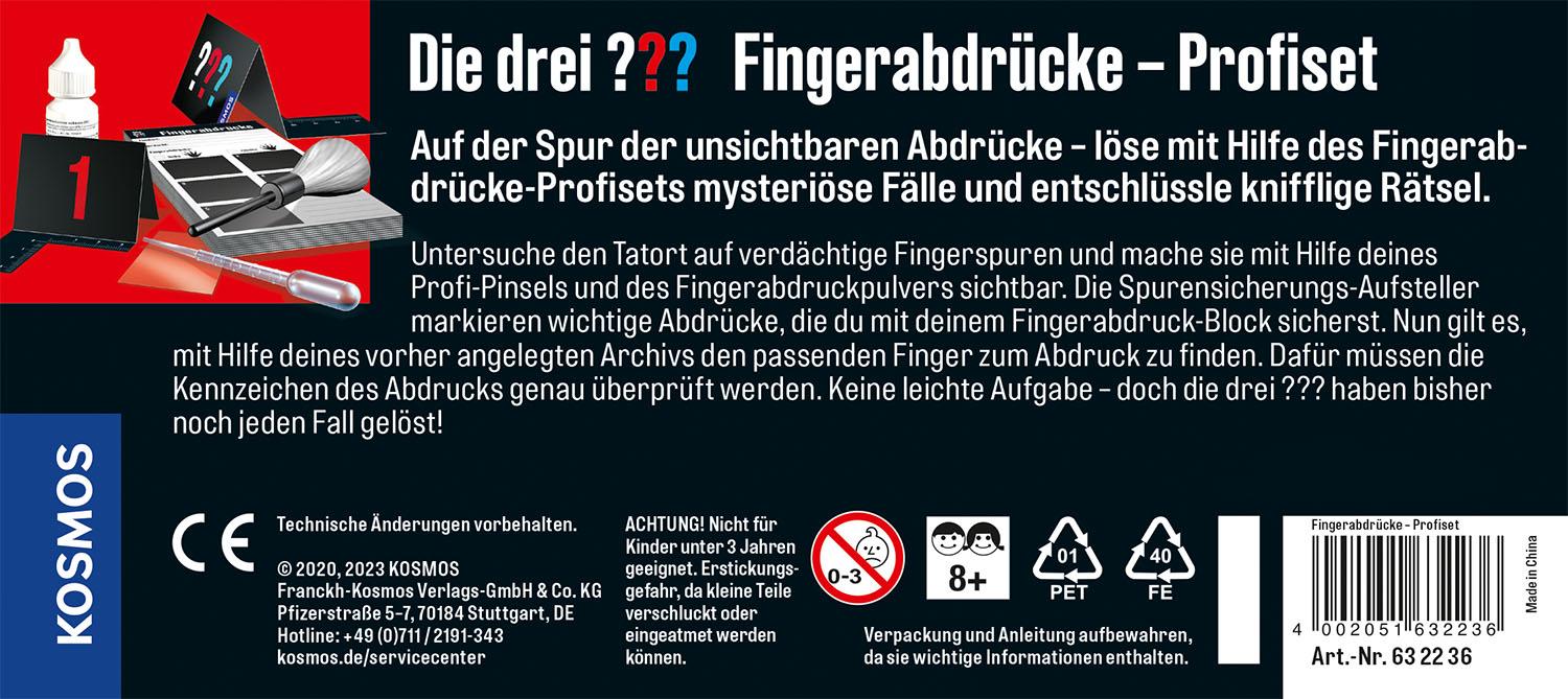 Rückseite: 4002051632236 | Die drei ??? Fingerabdrücke - Profiset | Detektiv-Set | Spiel | 632236