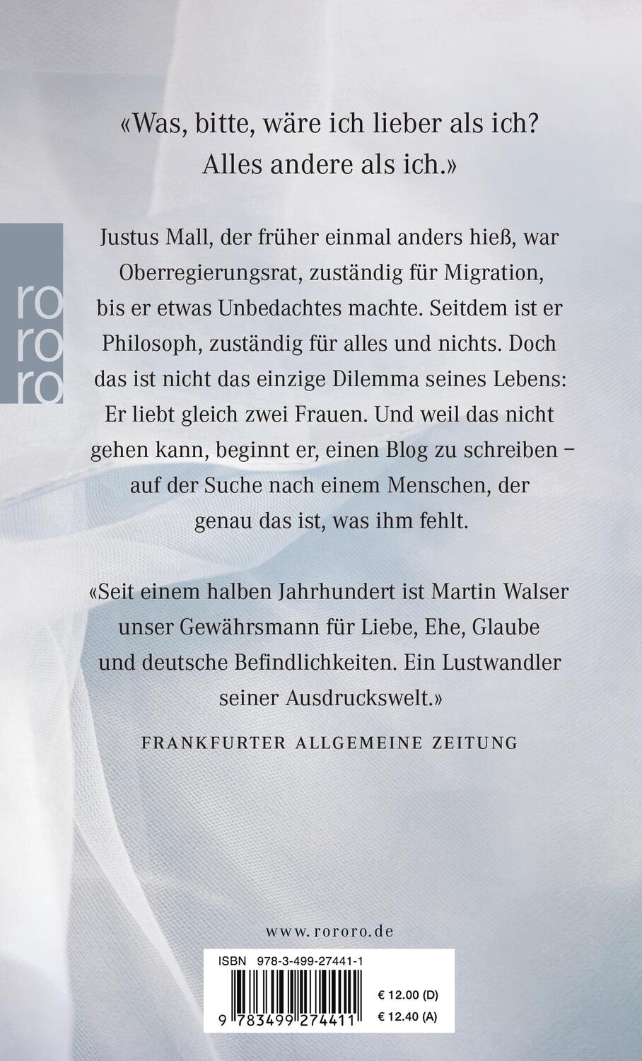 Rückseite: 9783499274411 | Gar alles oder Briefe an eine unbekannte Geliebte | Martin Walser