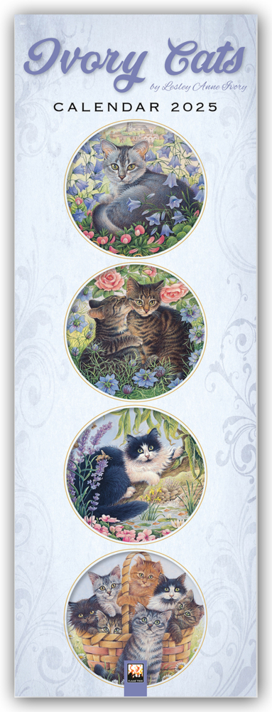 Cover: 9781835621301 | Ivory Cats - Gemalte Katzen - Slimline-Kalender 2025 | Lesley A. Ivory