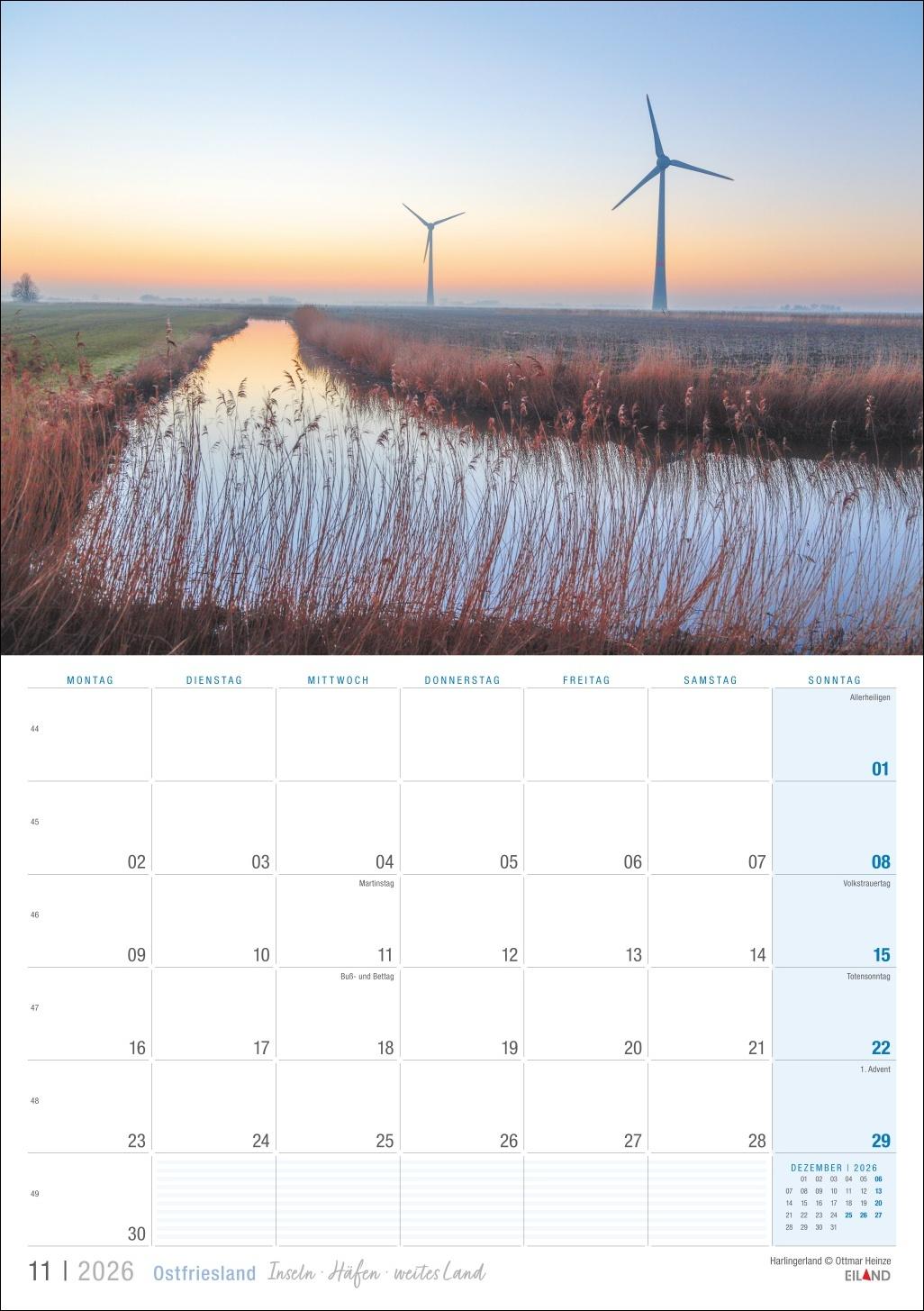 Bild: 9783964023926 | Ostfriesland Kalender 2026 - Inseln · Häfen · weites Land | Eiland