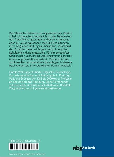 Rückseite: 9783534404803 | Der Begriff des Arguments | Eine philosophische Grundlegung | Wohlrapp