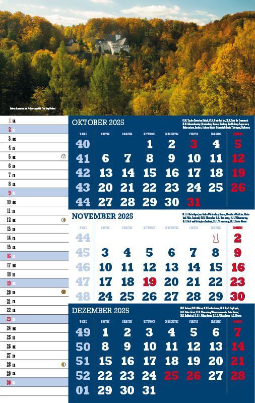 Bild: 9783957561374 | Drei-Monatskalender Sachsen 2025 | Jörg Neubert | Kalender | Deutsch