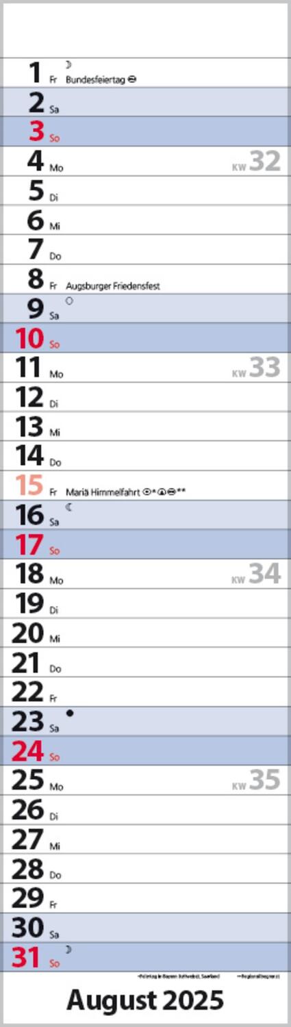 Bild: 9783731882749 | Streifenplaner Mini Blau 2025 | Verlag Korsch | Kalender | 13 S.