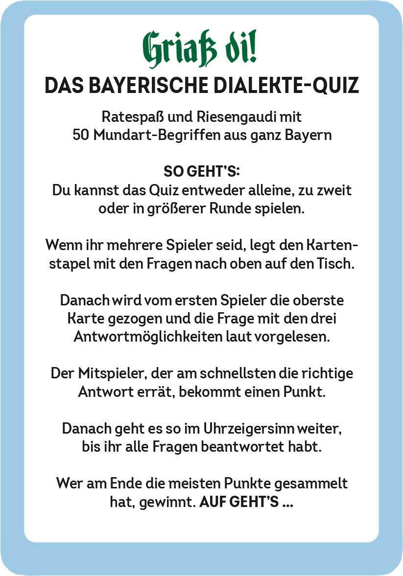 Bild: 4036442009833 | Griaß di! Das bayerische Dialekte-Quiz | Susanne Lieb | Spiel | 51 S.