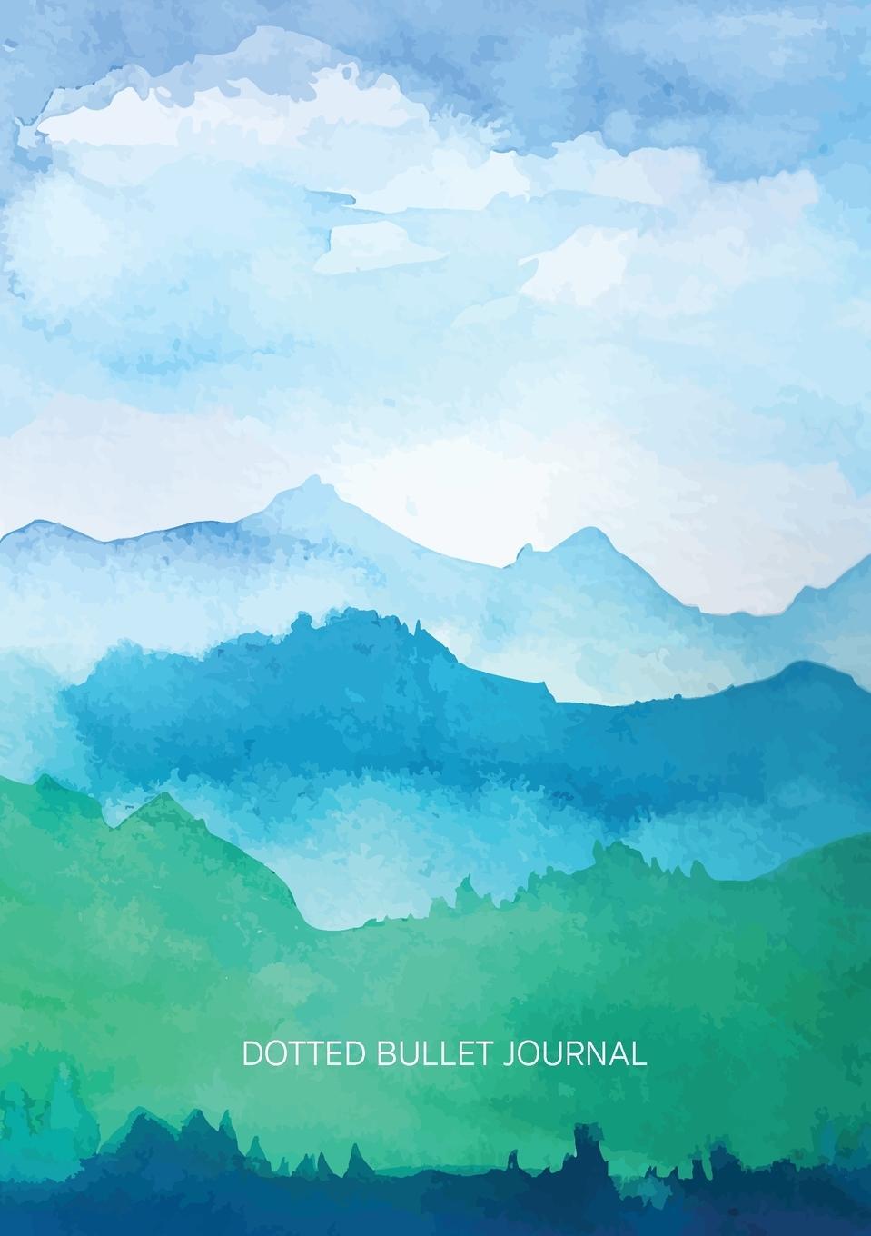 Cover: 9781774379684 | Watercolor Blue &amp; Green Hills - Dotted Bullet Journal | Blank Classic