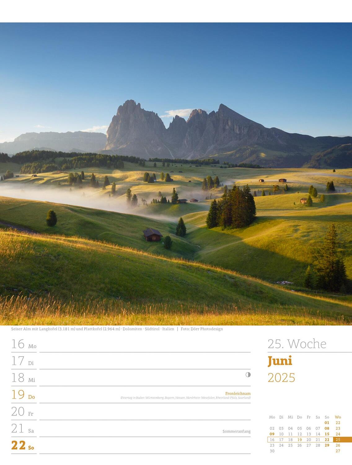 Bild: 9783838435022 | Faszination Alpenwelt - Wochenplaner Kalender 2025 | Kunstverlag