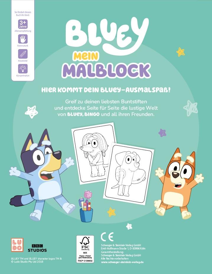 Rückseite: 9783849947743 | Bluey Mein Malblock | Schwager &amp; Steinlein Verlag | Taschenbuch | 2025