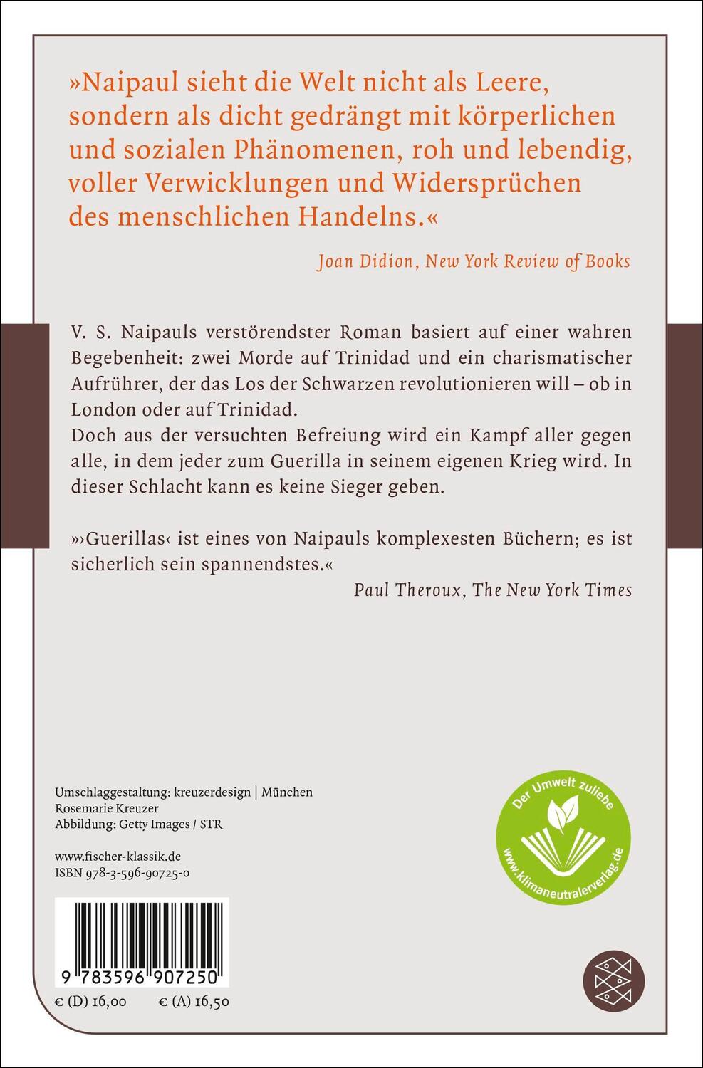 Rückseite: 9783596907250 | Guerillas | Roman | V. S. Naipaul | Taschenbuch | Fischer Klassik