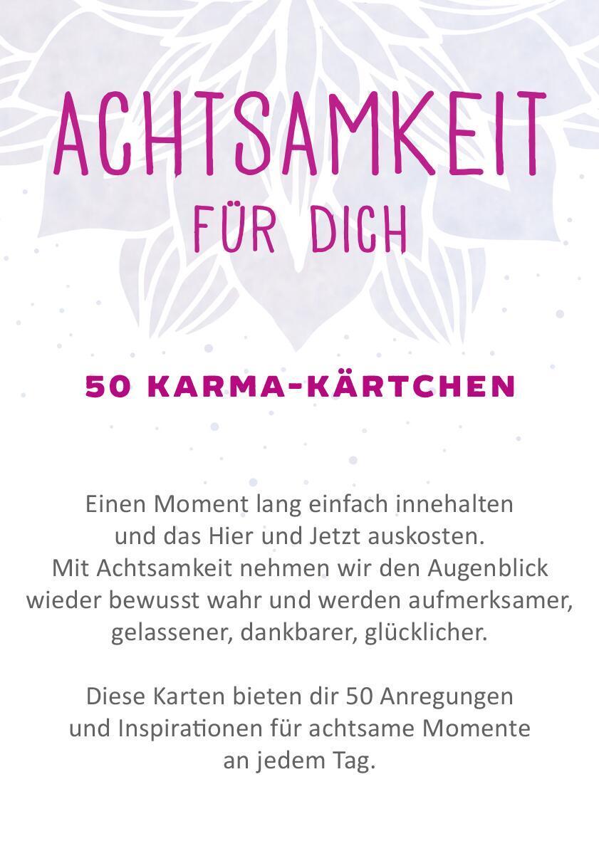 Rückseite: 9783845847894 | Achtsamkeit für dich | 50 Karma-Kärtchen | Taschenbuch | 50 S. | 2021