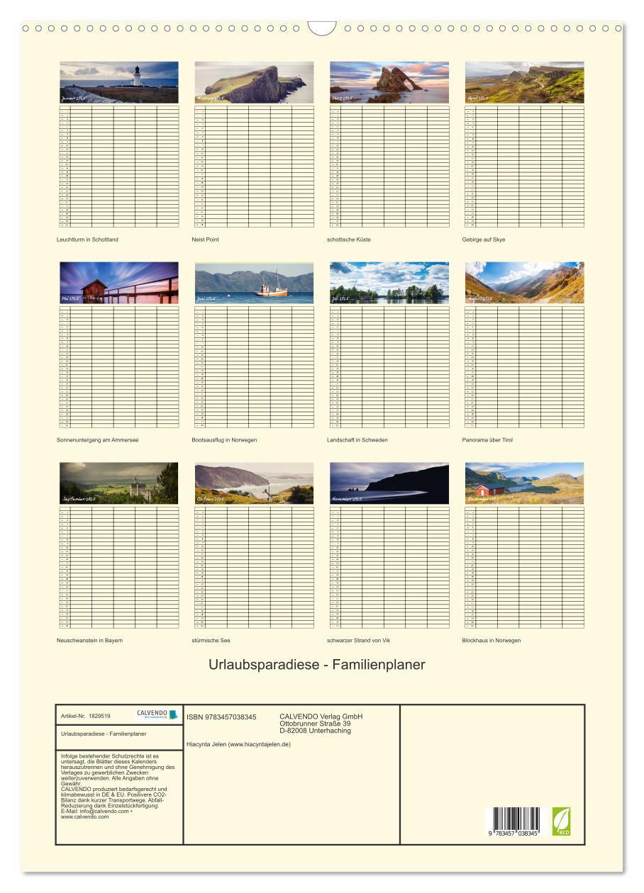 Bild: 9783457038345 | Urlaubsparadiese - Familienplaner (Wandkalender 2025 DIN A2 hoch),...