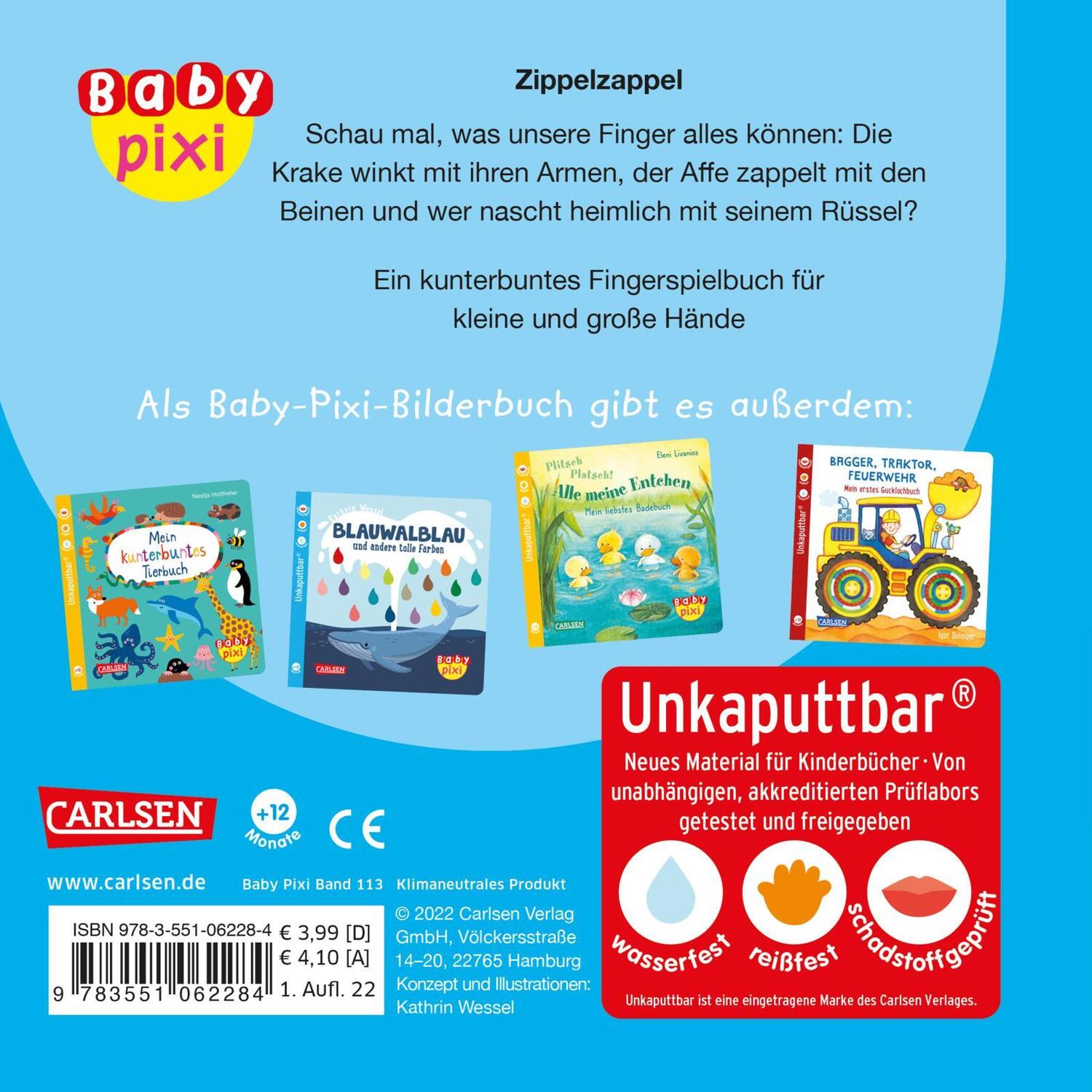 Rückseite: 9783551062284 | Baby Pixi (unkaputtbar) 113: Zippelzappel Trippeltrappel | Hofmann