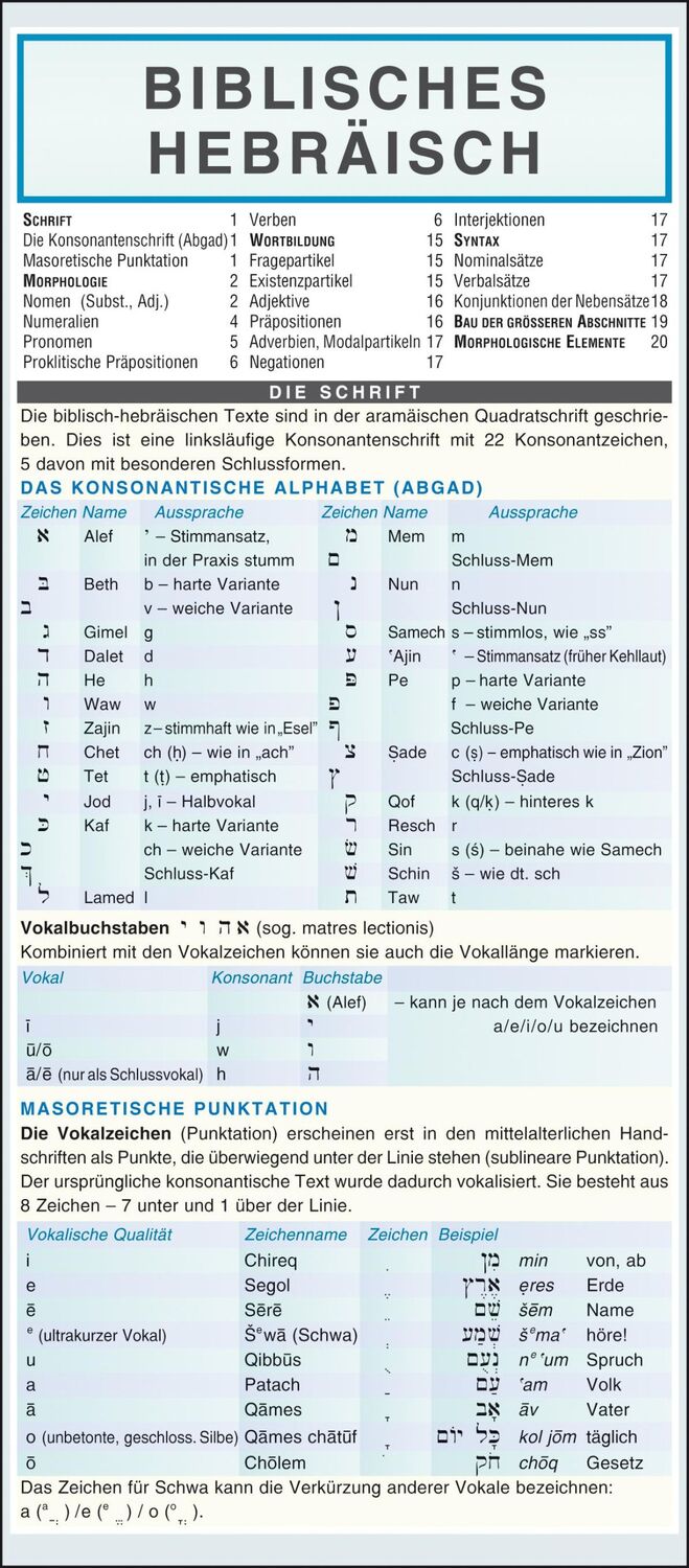 Cover: 9783804488885 | Biblisches Hebräisch - Kurzgrammatik. Die komplette Grammatik...