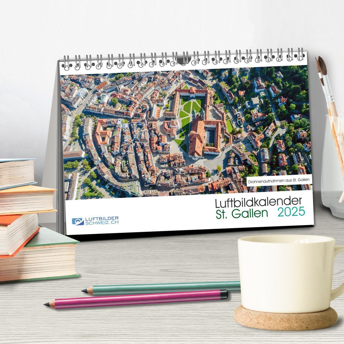 Bild: 9783435119868 | Luftbildkalender St. Gallen 2025 (Tischkalender 2025 DIN A5 quer),...