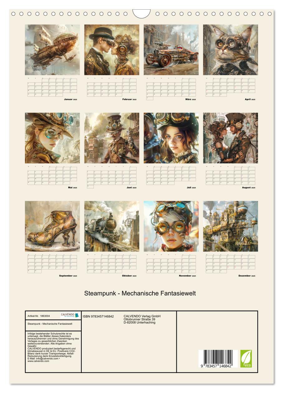 Bild: 9783457146842 | Steampunk - Mechanische Fantasiewelt (Wandkalender 2025 DIN A3...