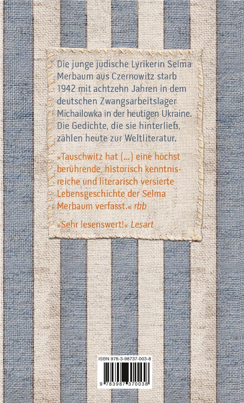 Rückseite: 9783987370038 | Selma Merbaum - Ich habe keine Zeit gehabt zuende zu schreiben | Buch