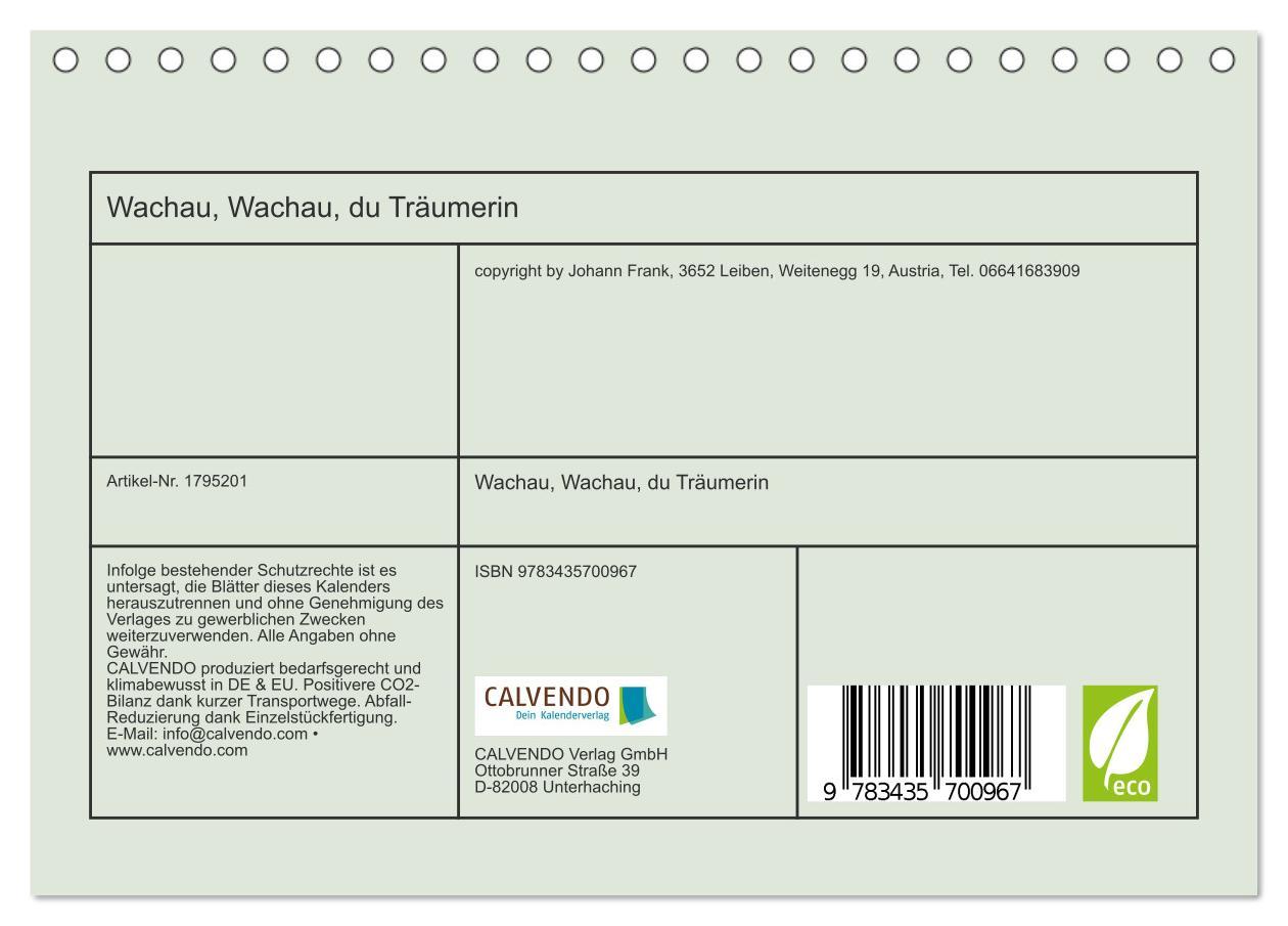 Bild: 9783435700967 | Wachau, Wachau, du Träumerin (Tischkalender 2025 DIN A5 quer),...