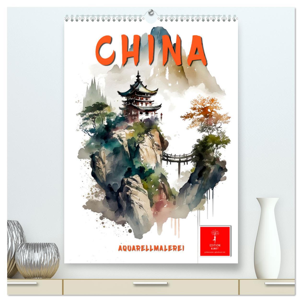 Cover: 9783435878703 | China - Aquarellmalerei (hochwertiger Premium Wandkalender 2025 DIN...