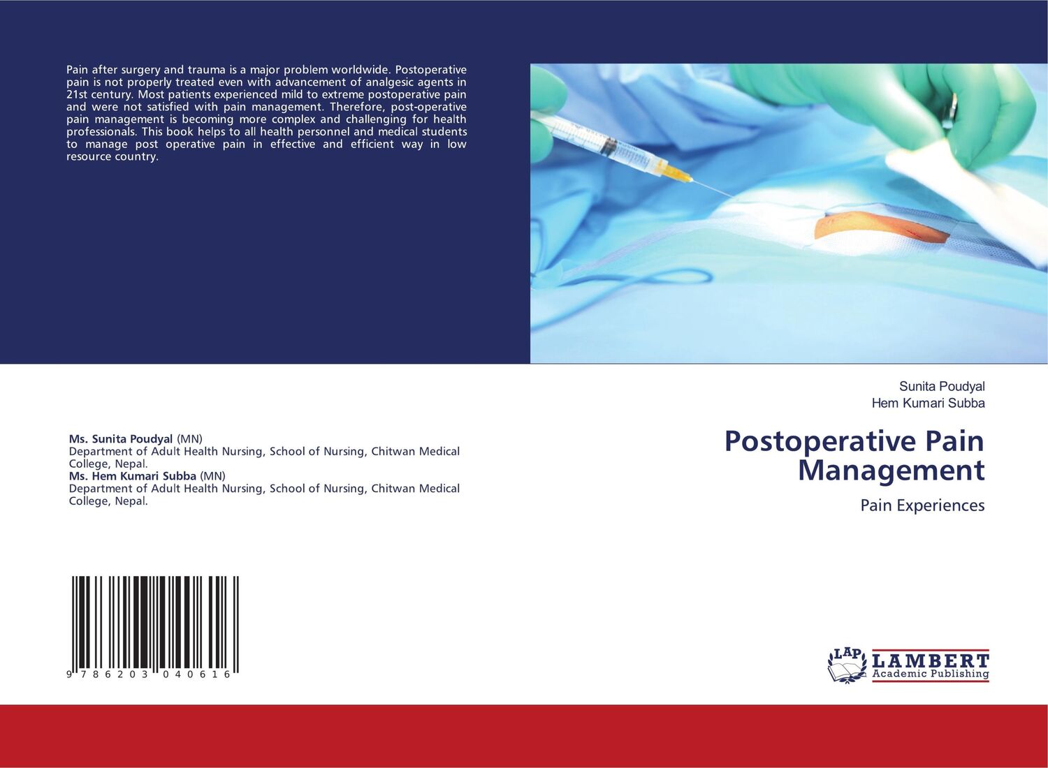 Cover: 9786203040616 | Postoperative Pain Management | Pain Experiences | Poudyal (u. a.)