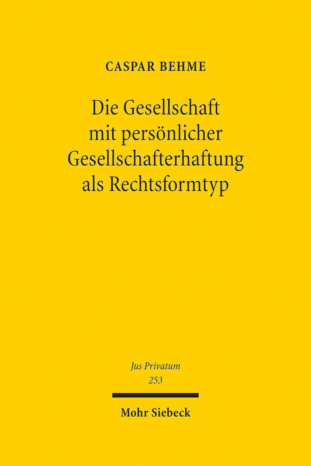 Cover: 9783161611339 | Die Gesellschaft mit persönlicher Gesellschafterhaftung als...