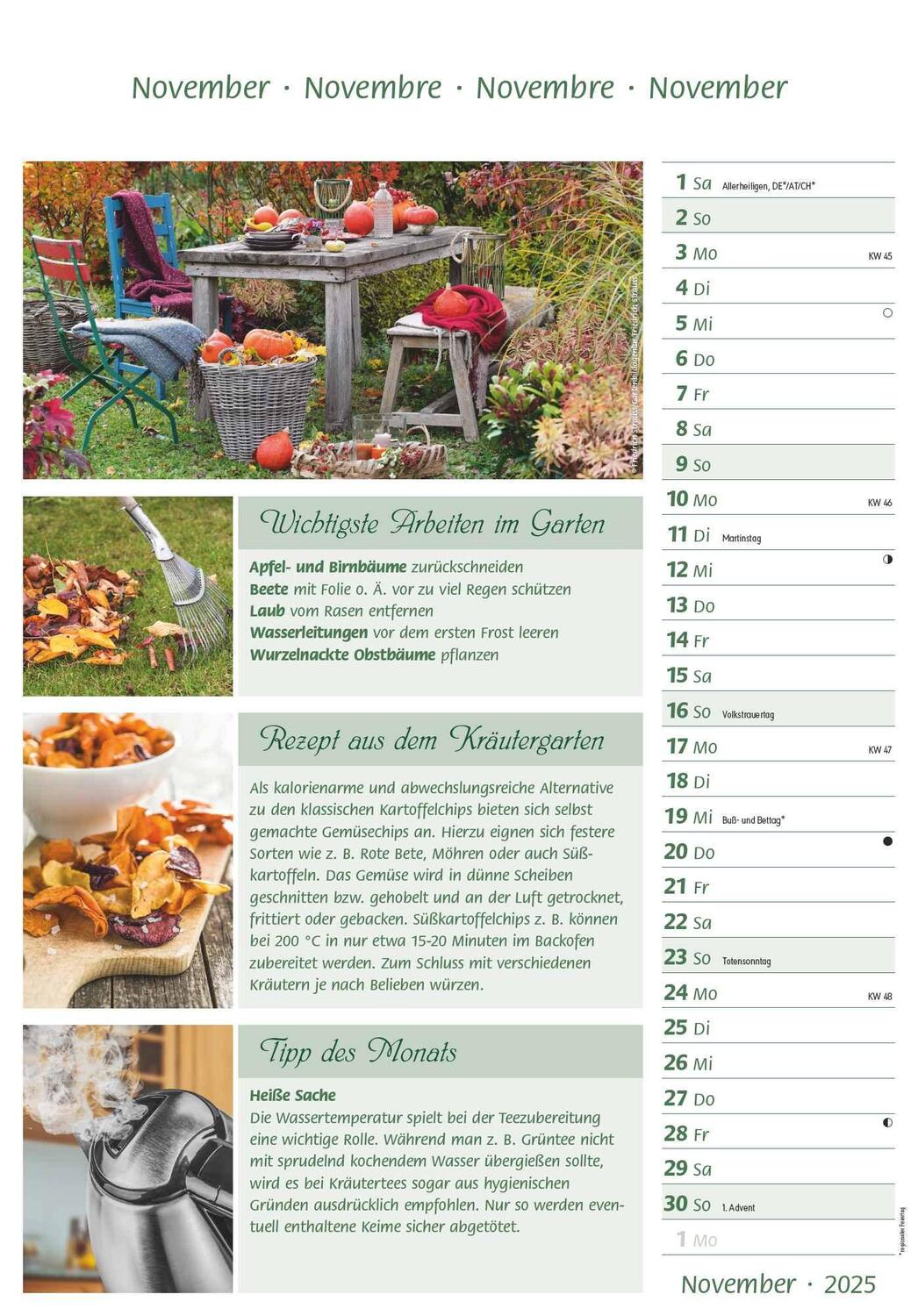 Bild: 4251732341077 | Das Gartenjahr 2025 - Bildkalender 23,7x34 cm - mit saisonalen...