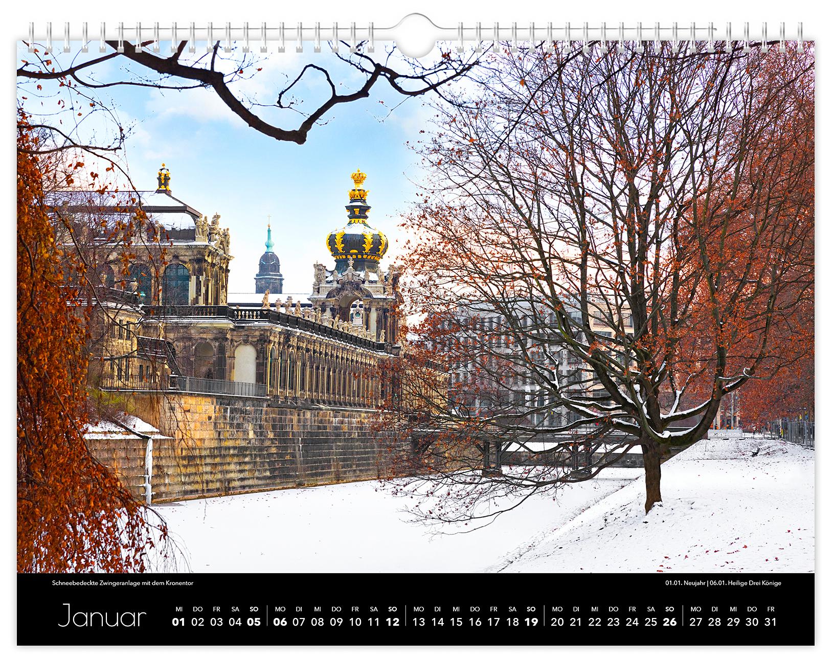 Bild: 9783910680586 | Kalender Dresden Elbflorenz 2025 | 40 x 30 cm schwarzes Kalendarium