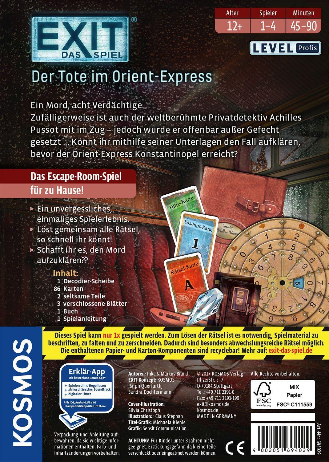 Bild: 4002051694029 | EXIT - Der Tote im Orient-Express | Exit - Das Spiel für 1 - 4 Spieler