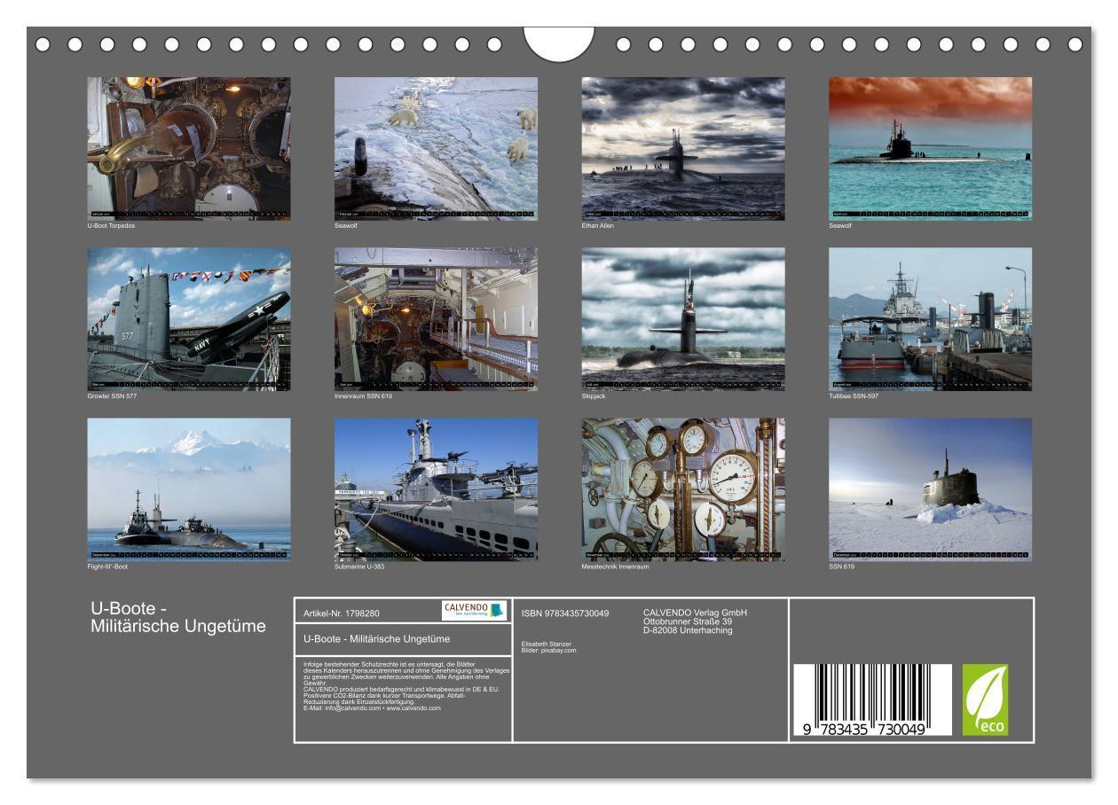 Bild: 9783435730049 | U-Boote - Militärische Ungetüme (Wandkalender 2025 DIN A4 quer),...