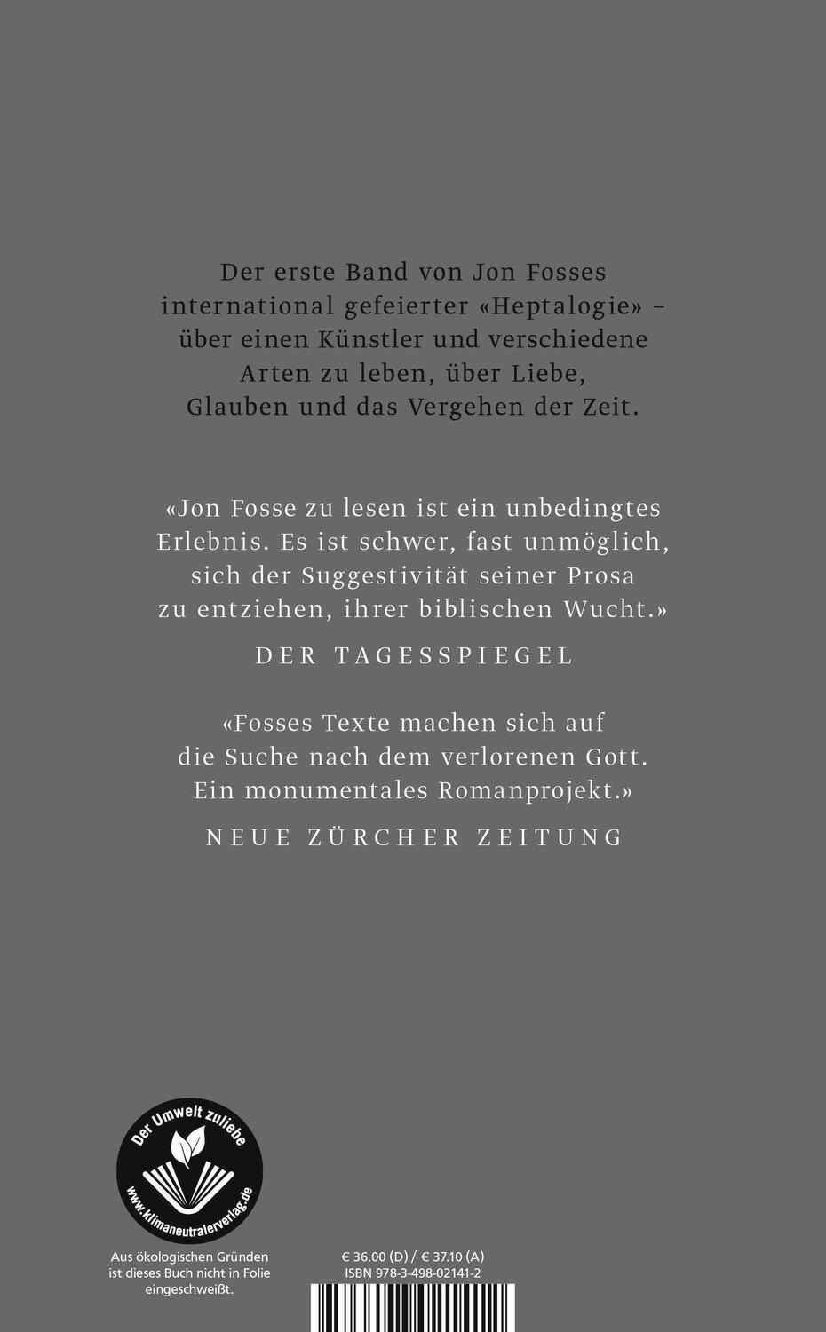 Rückseite: 9783498021412 | Der andere Name | Heptalogie I - II | Jon Fosse | Buch | 480 S. | 2019