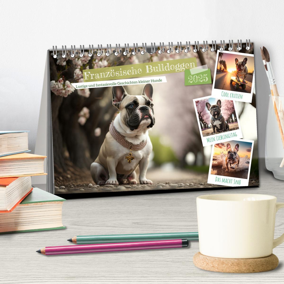 Bild: 9783383909153 | Französische Bulldoggen (Tischkalender 2025 DIN A5 quer), CALVENDO...