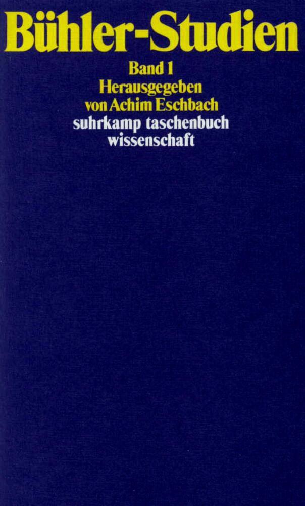 Cover: 9783518280812 | Bühler-Studien. Bd.1 | Taschenbuch | 367 S. | Deutsch | 1984