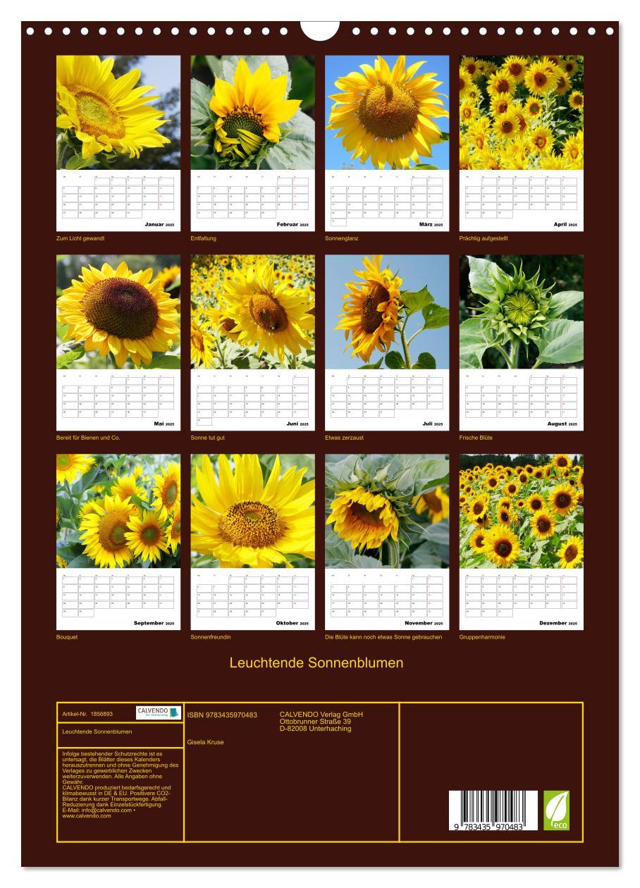 Bild: 9783435970483 | Leuchtende Sonnenblumen (Wandkalender 2025 DIN A3 hoch), CALVENDO...