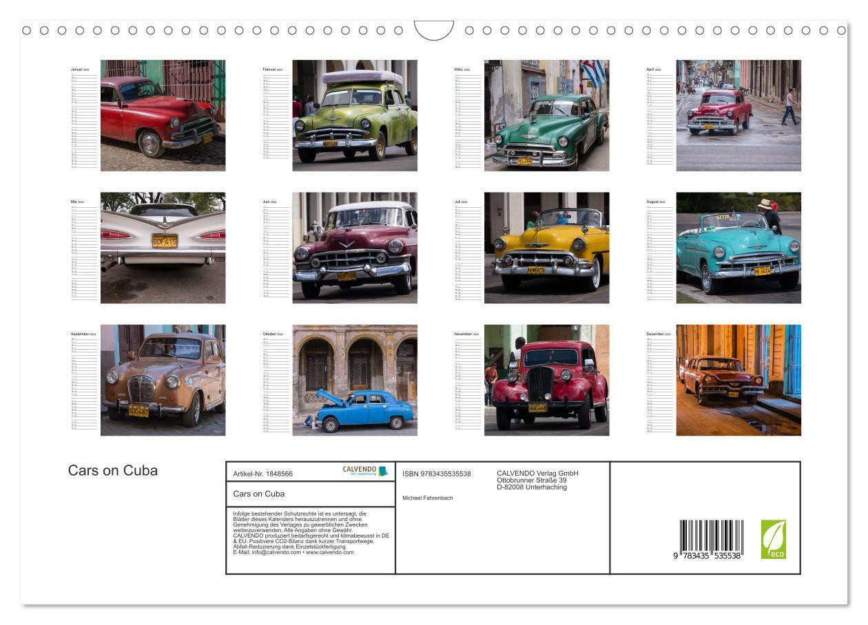 Bild: 9783435535538 | Cars on Cuba (Wandkalender 2025 DIN A3 quer), CALVENDO Monatskalender