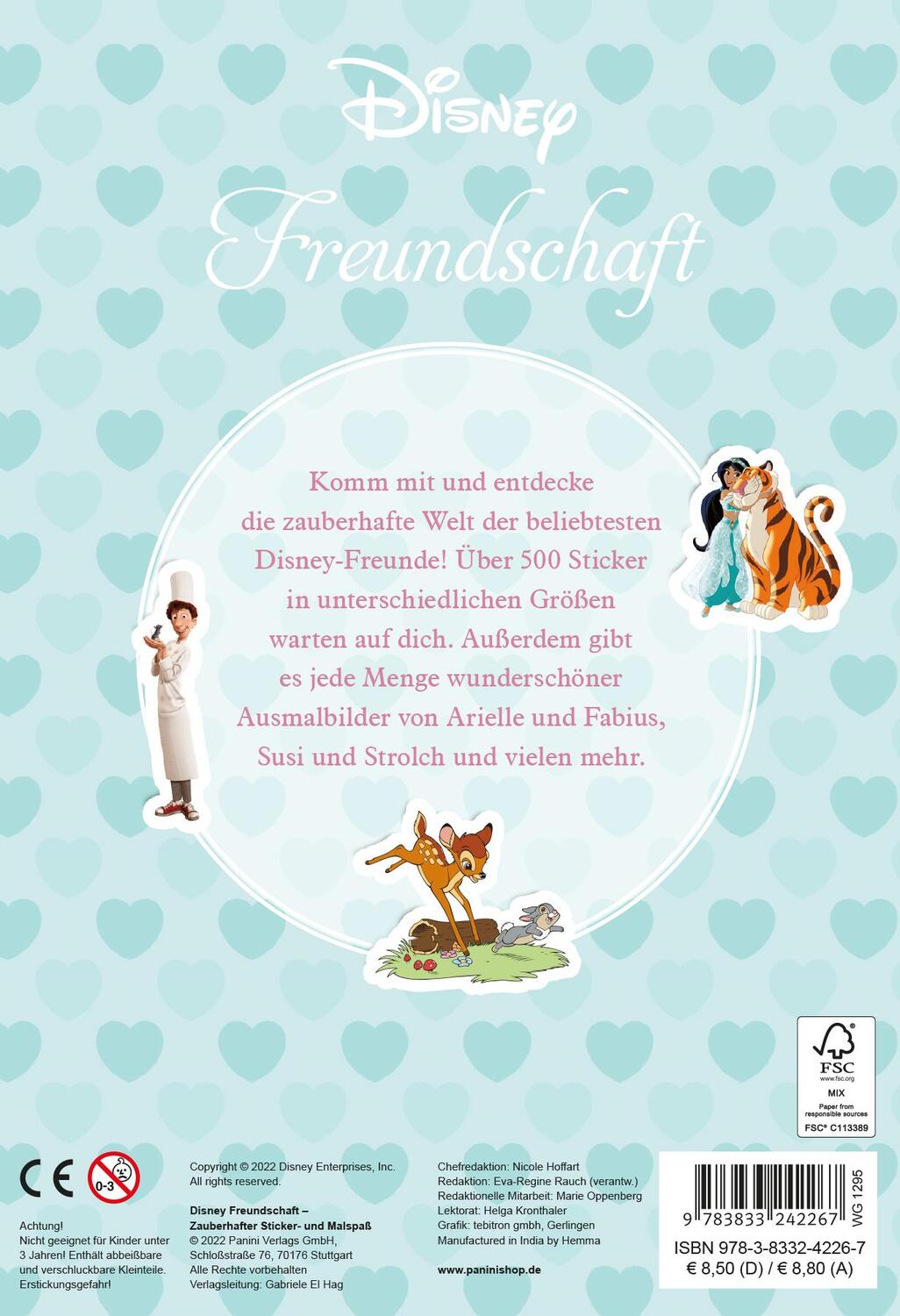 Rückseite: 9783833242267 | Disney Freundschaft: Zauberhafter Sticker- und Malspaß | Panini | Buch