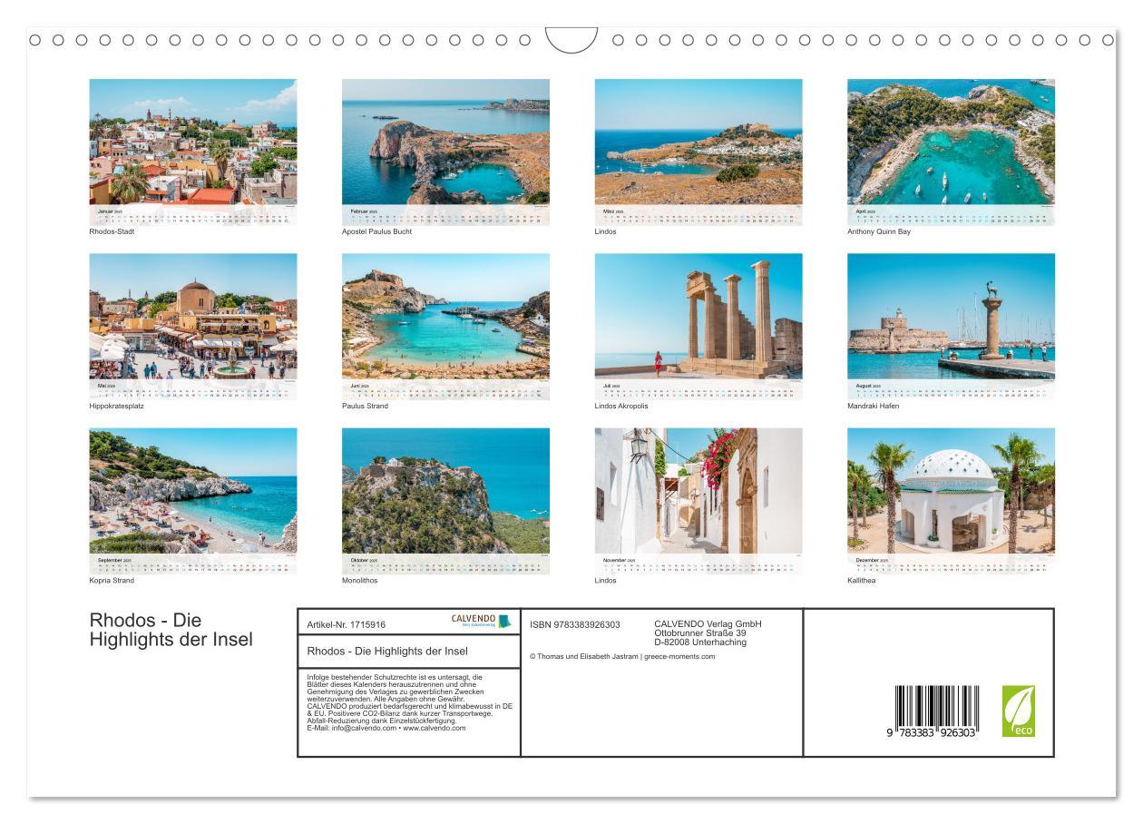 Bild: 9783383926303 | Rhodos - Die Highlights der Insel (Wandkalender 2025 DIN A3 quer),...