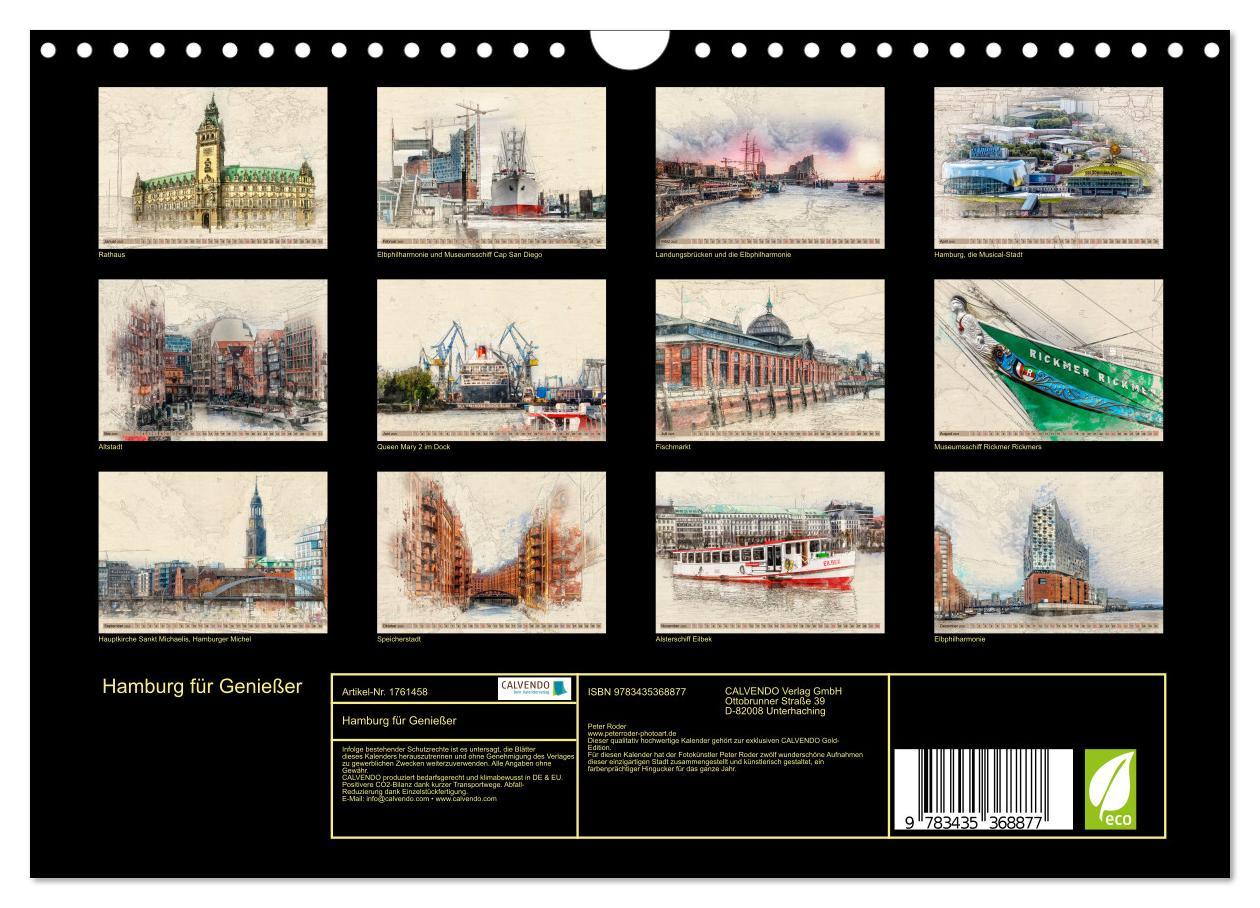 Bild: 9783435368877 | Hamburg für Genießer (Wandkalender 2025 DIN A4 quer), CALVENDO...