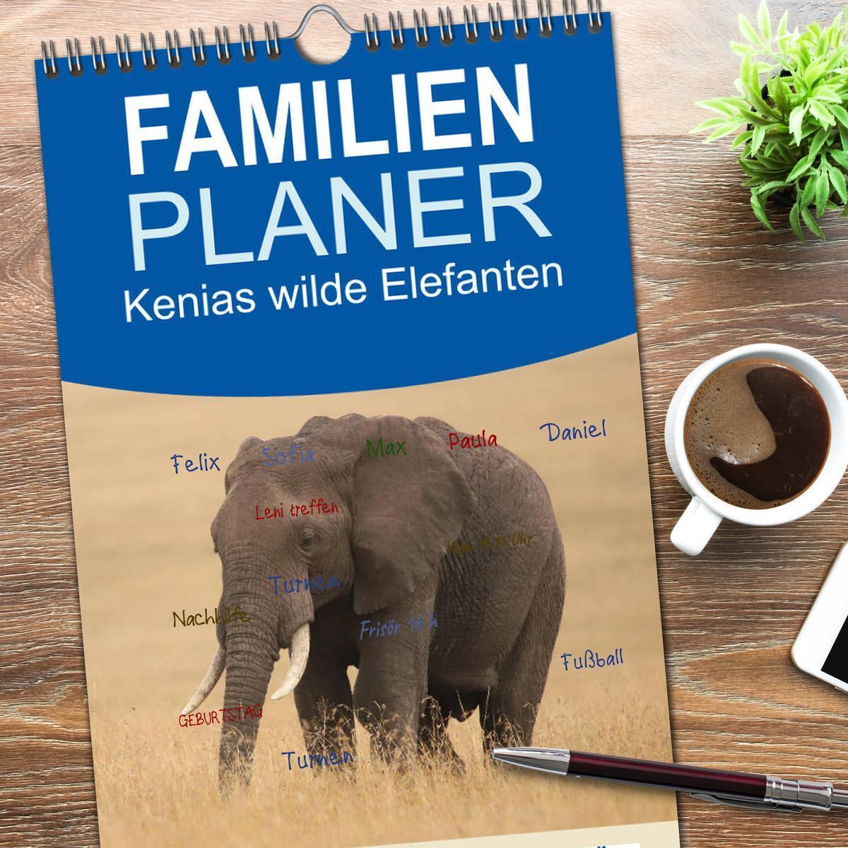 Bild: 9783457109014 | Familienplaner 2025 - Kenias wilde Elefanten mit 5 Spalten...