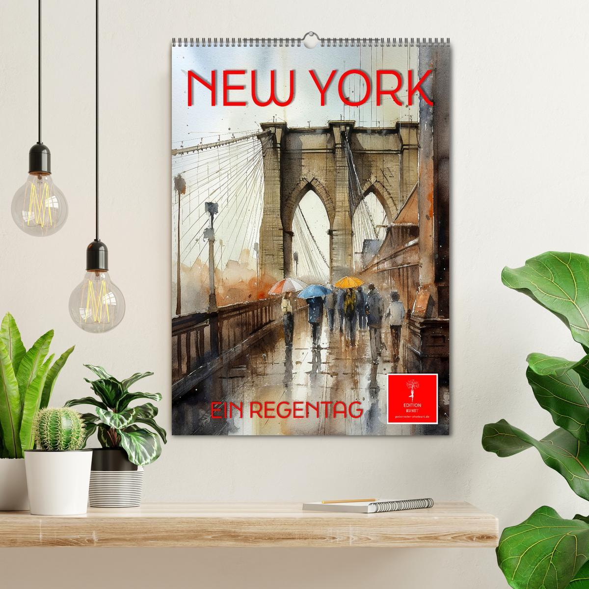 Bild: 9783435876709 | New York - ein Regentag (Wandkalender 2025 DIN A2 hoch), CALVENDO...