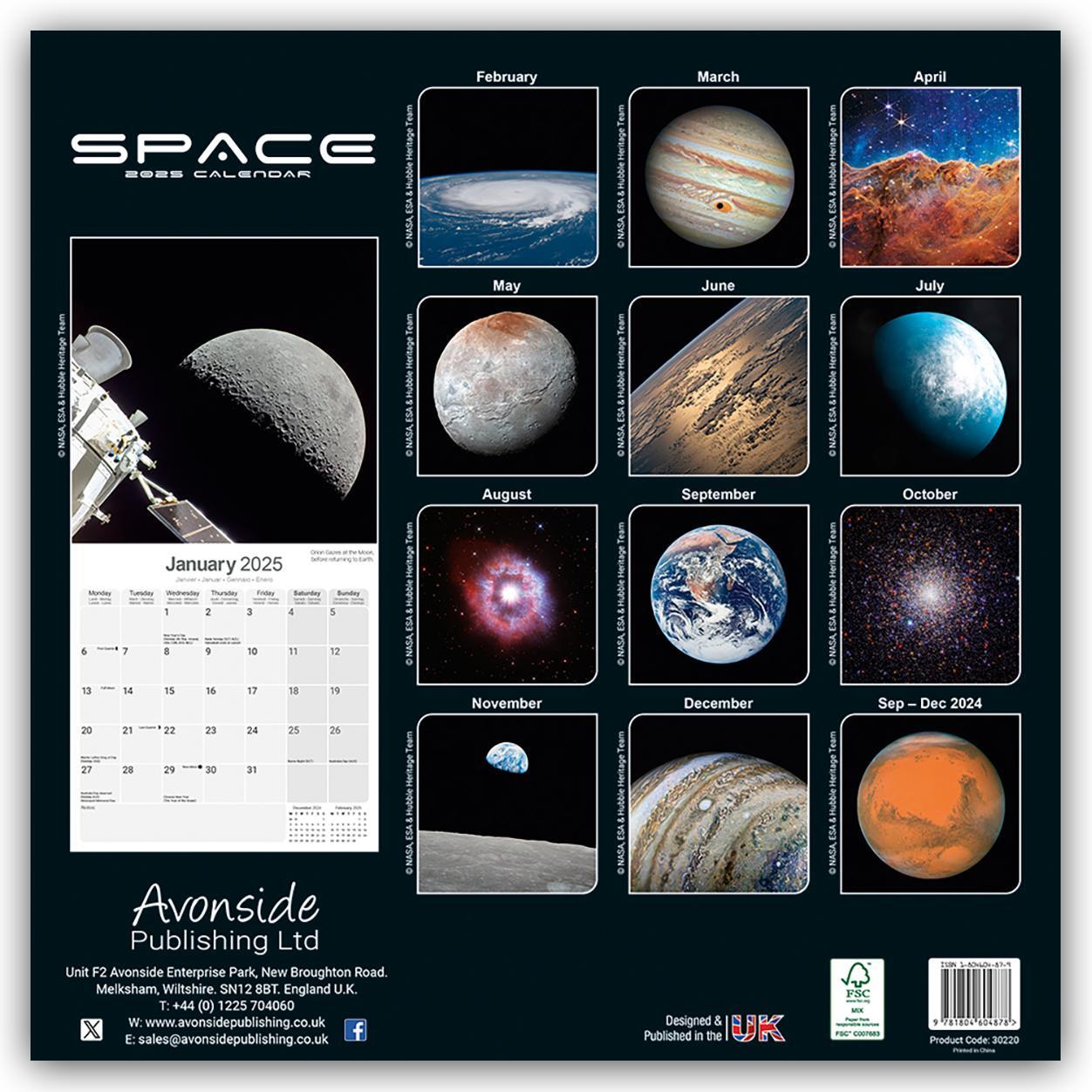 Rückseite: 9781804604878 | Space - Faszinierendes Weltall 2025 - 16-Monatskalender | Ltd | 13 S.