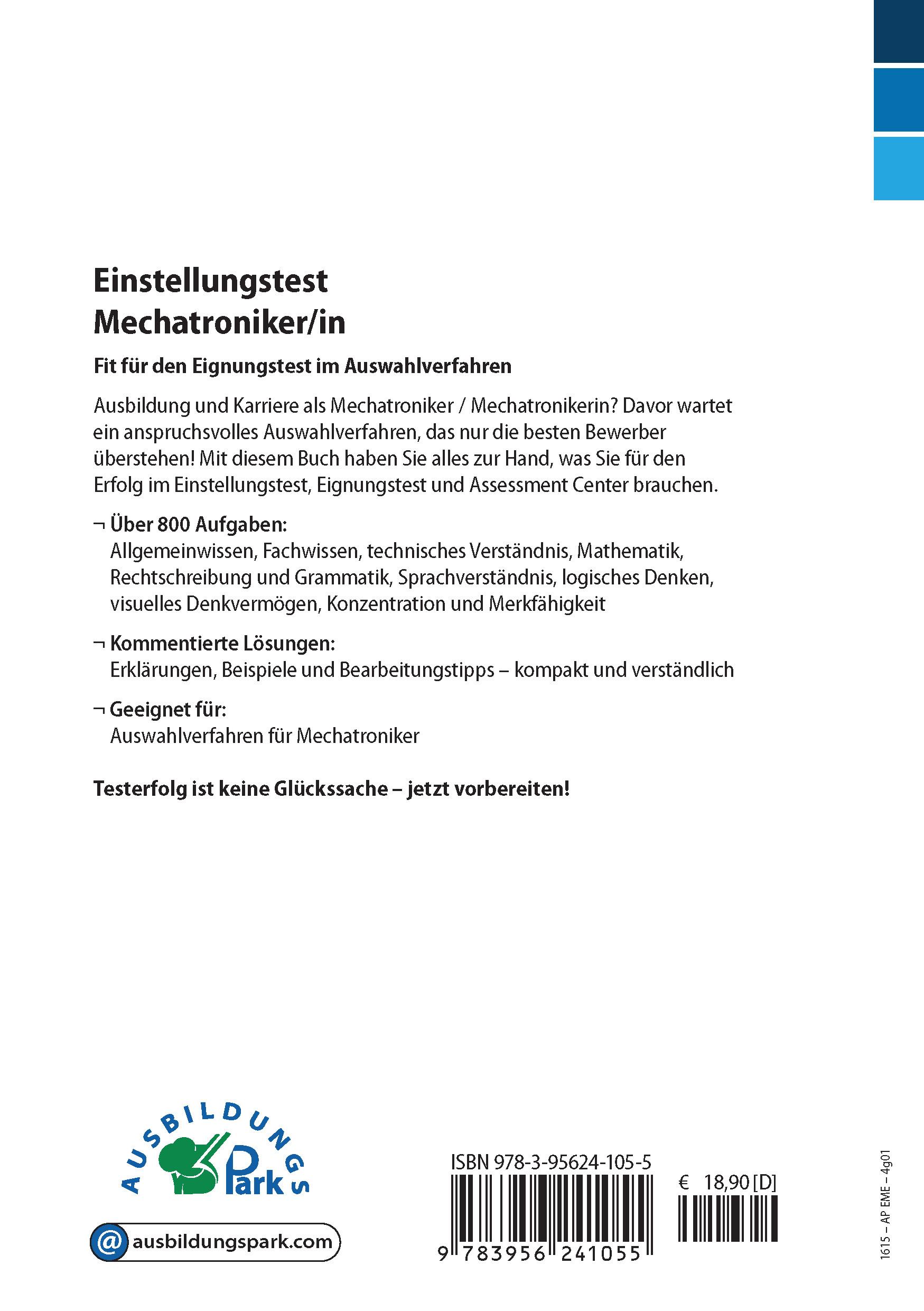 Rückseite: 9783956241055 | Einstellungstest Mechatroniker | Kurt Guth (u. a.) | Taschenbuch