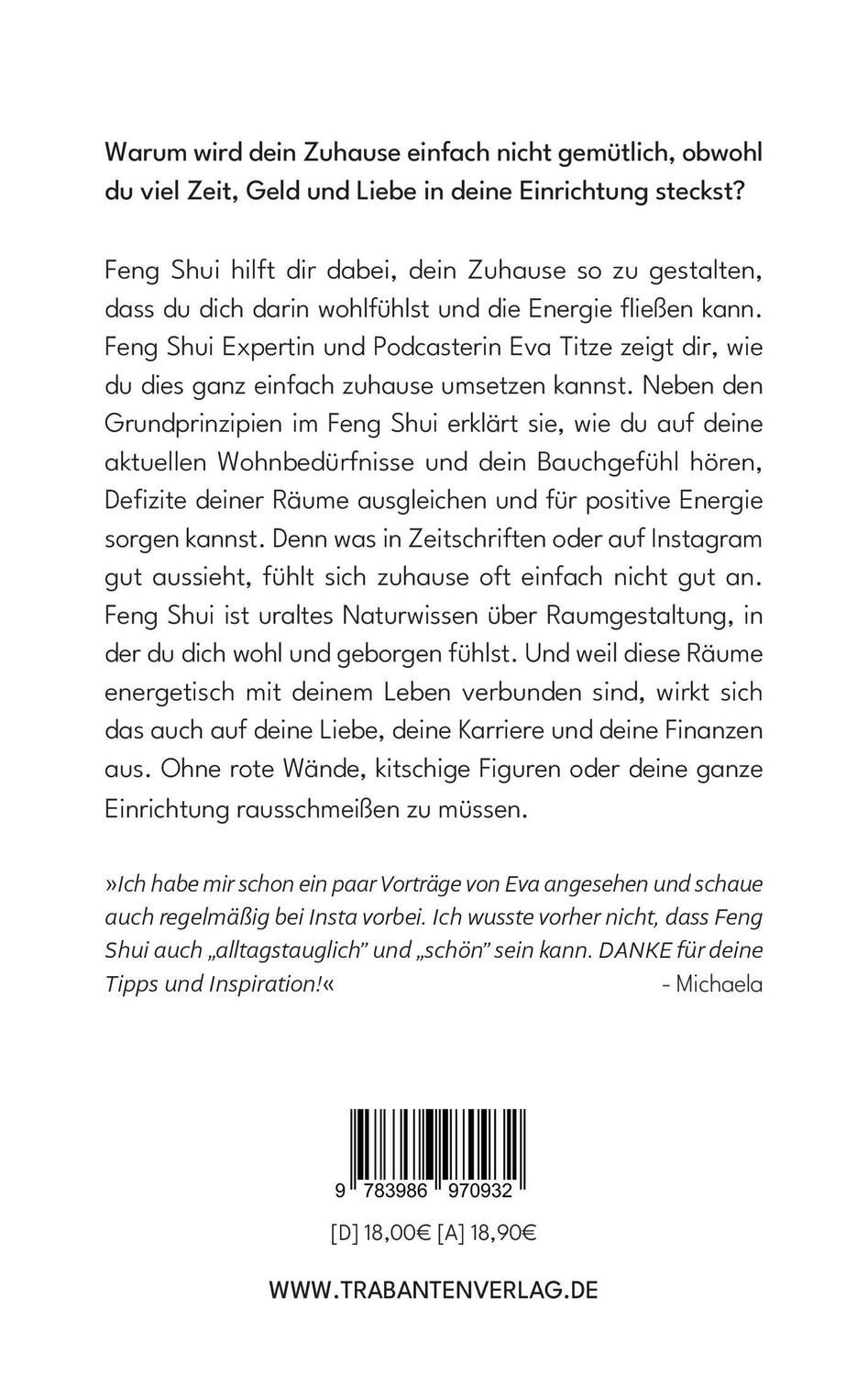 Rückseite: 9783986970932 | Dein Einstieg in modernes Feng Shui | Eva Titze | Taschenbuch | 2024